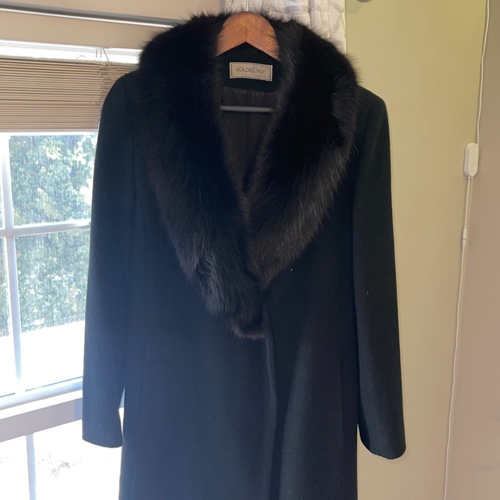 Madeline long winter winter pea coat with real fur